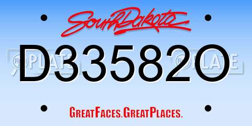 D33582O South Dakota License Plate