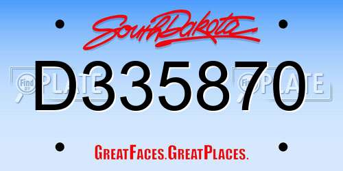 D335870 South Dakota License Plate