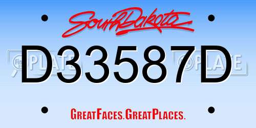 D33587D South Dakota License Plate