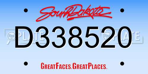 D338520 South Dakota License Plate