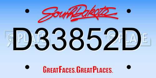 D33852D South Dakota License Plate