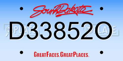 D33852O South Dakota License Plate