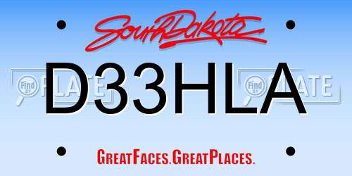 D33HLA South Dakota License Plate