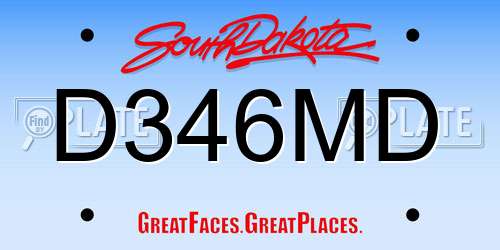 D346MD South Dakota License Plate