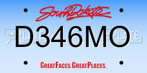 D346MO South Dakota License Plate