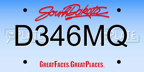 D346MQ South Dakota License Plate