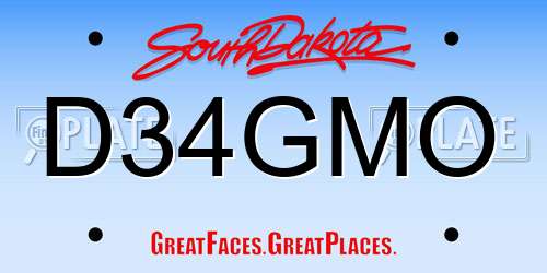 D34GMO South Dakota License Plate