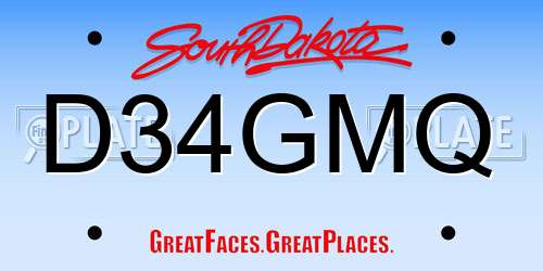 D34GMQ South Dakota License Plate