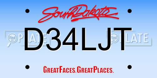 D34LJT South Dakota License Plate