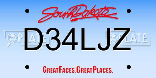 D34LJZ South Dakota License Plate