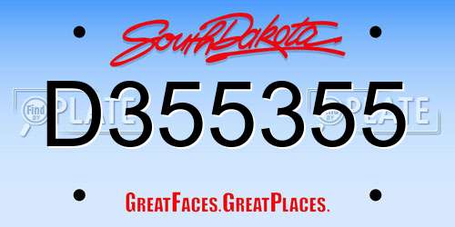D355355 South Dakota License Plate