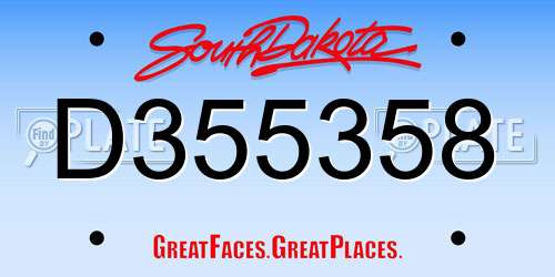 D355358 South Dakota License Plate