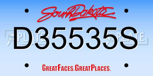 D35535S South Dakota License Plate