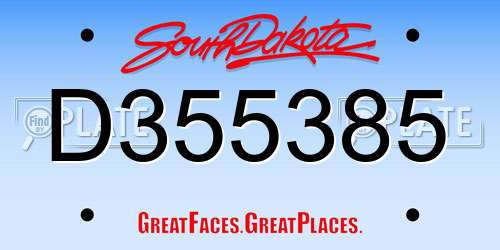 D355385 South Dakota License Plate