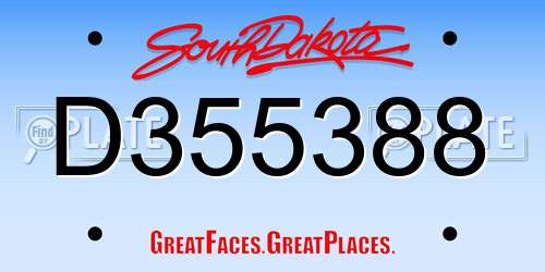 D355388 South Dakota License Plate