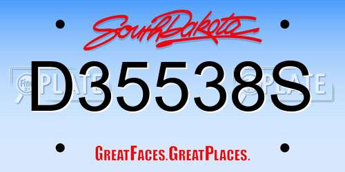 D35538S South Dakota License Plate