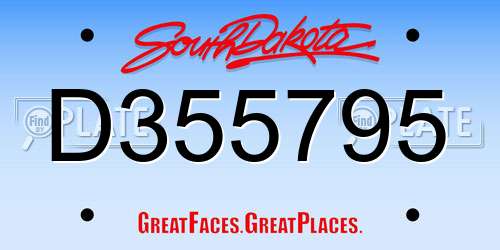 D355795 South Dakota License Plate