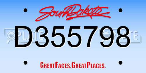 D355798 South Dakota License Plate