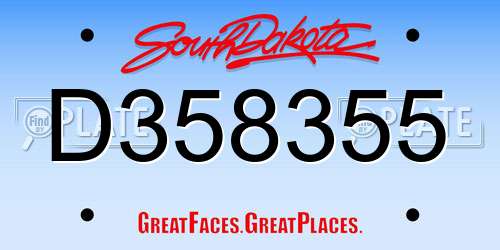 D358355 South Dakota License Plate