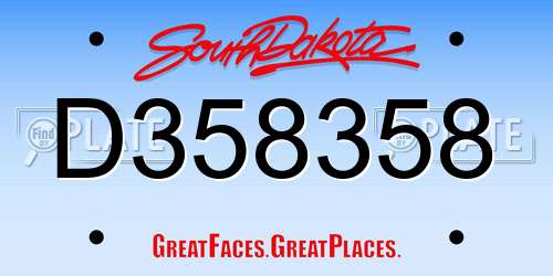 D358358 South Dakota License Plate
