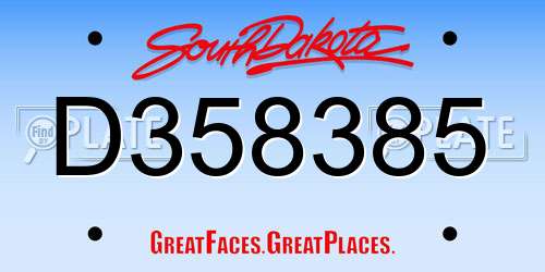 D358385 South Dakota License Plate