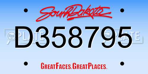 D358795 South Dakota License Plate