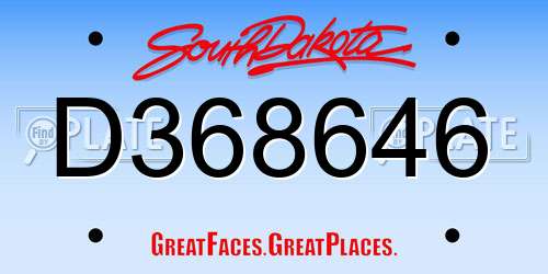 D368646 South Dakota License Plate