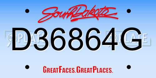 D36864G South Dakota License Plate