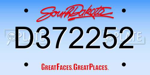 D372252 South Dakota License Plate