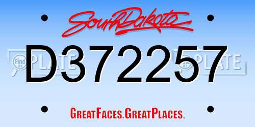 D372257 South Dakota License Plate