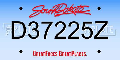 D37225Z South Dakota License Plate
