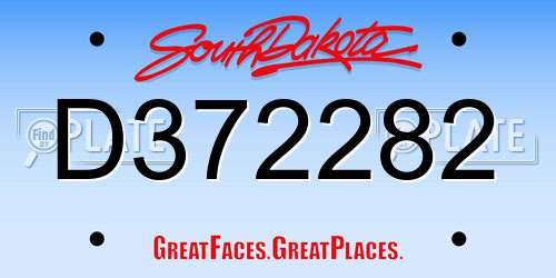D372282 South Dakota License Plate