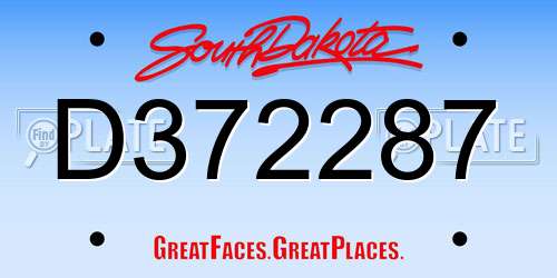 D372287 South Dakota License Plate