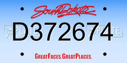 D372674 South Dakota License Plate