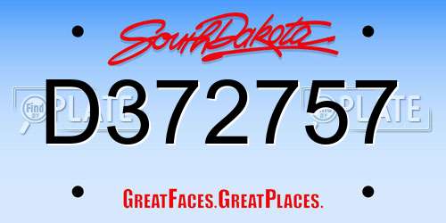 D372757 South Dakota License Plate