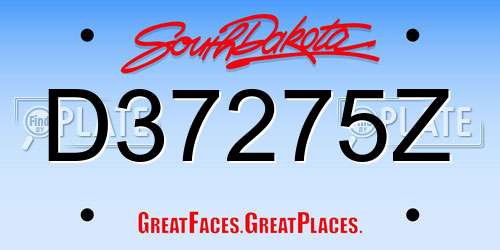 D37275Z South Dakota License Plate