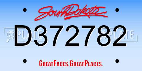 D372782 South Dakota License Plate