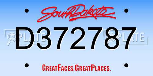D372787 South Dakota License Plate