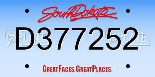 D377252 South Dakota License Plate
