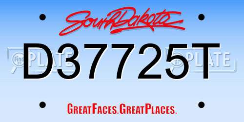 D37725T South Dakota License Plate
