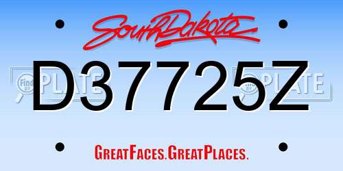 D37725Z South Dakota License Plate