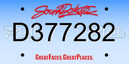 D377282 South Dakota License Plate