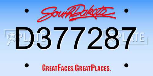 D377287 South Dakota License Plate
