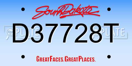 D37728T South Dakota License Plate