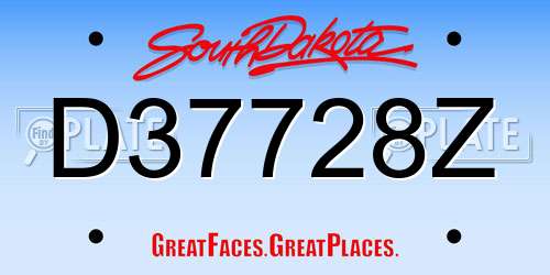 D37728Z South Dakota License Plate