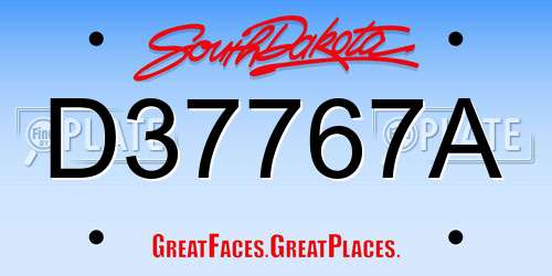 D37767A South Dakota License Plate