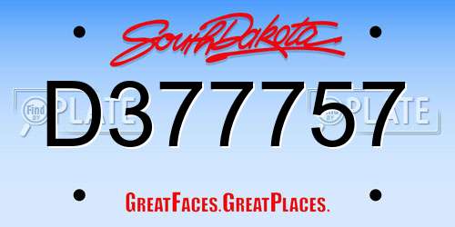 D377757 South Dakota License Plate