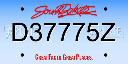 D37775Z South Dakota License Plate