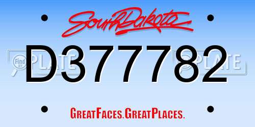 D377782 South Dakota License Plate