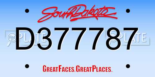 D377787 South Dakota License Plate